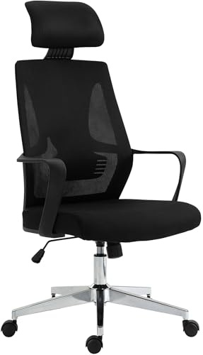 CLP Bürostuhl ergonomisch, Schreibtischstuhl Fredonia atmungsaktiv mit Lordosenstütze und Kopfstütze, Gamingstuhl bis 135 kg | Farbe schwarz