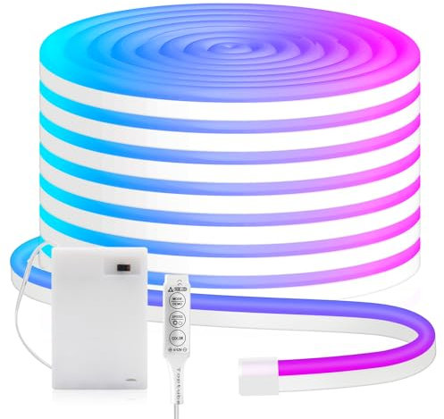 Wisada - 5V Regulable RGB LED Tira de Luz [0.5M] - Con 3 Teclas RI Controlador - Funciona con pilas - Cortable Impermeable Flexible LED Luces de Neón, Navidad/Fiesta/Cumpleaños/Decoración de la boda