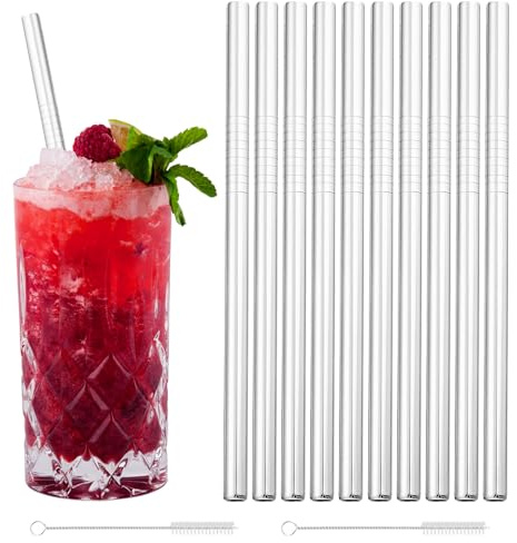 10Pz Cannucce Corte Acciaio Inox,Cannucce Corte In Metallo,Riutilizzabili,Cannuccia Per Cocktail,Cocktail Con 2 Spazzole Per La Pulizia Per Succhi E Bevande