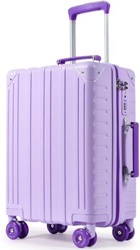 Tavoxda Carry on Suitcase PC Hard Shell Super Lightweight Small Travel Case Cabin Luggage with 4 Wheels TSA Lock for Women, 20 Purple