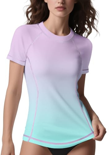 ANGEL CITIZ UV Shirt Damen Kurzarm Schwimmshirt UPF 50+ Rashguard Women Surf Badeshirt Wasser S-XXL