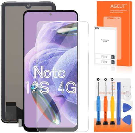 AGCUT - Pantalla LCD para Redmi Note 12S, 4G, pantalla táctil, completa Asamblea + kit de reparación, para Xiaomi Redmi Note 12S, 4G, 2303CRA44A 23030RAC7Y 2303ERA42L, 6,43 pulgadas, color negro