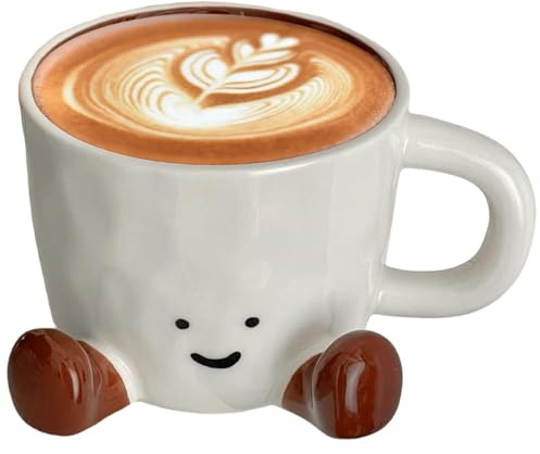 XUDUOO Cute Coffee Mug with Feet, Novelty Ceramic Tea Cup, 325ml Funny Office Desk Mug for Women & Men, Gift for Birthday Christmas, Creative Art Decoration for Offices Home (Brown)