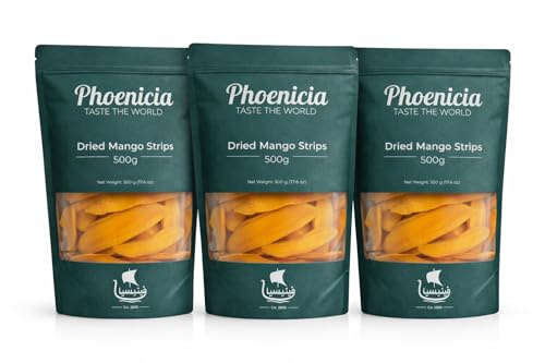 Phoenicia Dried Mango Strips 500g | Naturally Sweet Tropical Fruit Snack | No Added Sugar | Vegan & Gluten Free | Chewy Mango Slices for Snacking, Baking & Desserts