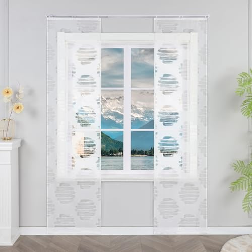 Yujiao Mao 2er Pack Schiebevorhang Mit Klettband Ausbrenner Voile Flächenvorhänge Moderne Schiebegardine Für Tür Wohnzimmer Transparent Weiß HxB 225x57 cm
