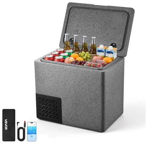 VEVOR Nevera Portátil para Coche 20 L, Zona Única, Refrigerador para Coche con Compresor 12/24 V CC, Temperatura Ajustable de -10 °C a 10 °C, para Autocaravanas, Furgonetas, Barcos, Camping, Viajes