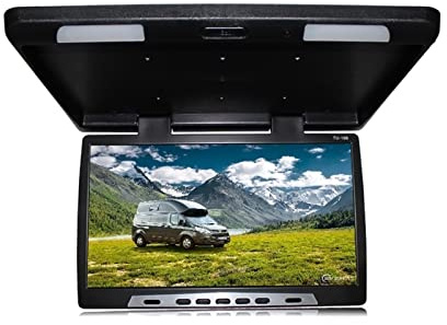 Monitor de Techo Coche 22 Pulgadas, Pantalla abatible hacia Abajo, vídeo Multimedia Superior, Montaje en, integrada IR, USB, FM Viajes Familiares por Carretera(22 Inch Black MP5)