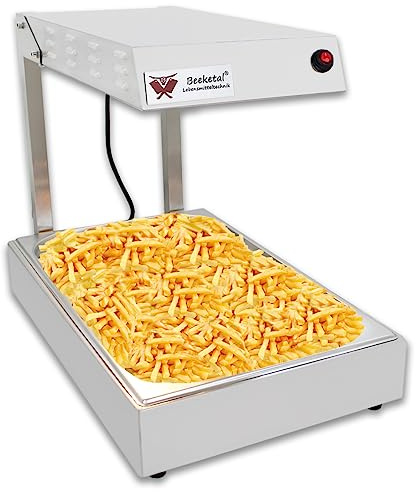 Beeketal 'BWB-1' Profi Gastro Wärmebrücke Pommeswärmer mit Beleuchtung und Gastronorm GN 1/1 Behälter, elektrischer Imbiss Speisewärmer zum Warmhalten für z.B. Pommes, Würsten, Haxen oder Schnitzel