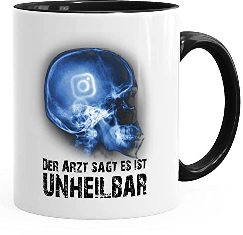 Moonworks® Kaffee-Tasse Xray Der Arzt sagt es ist unheilbar Hobby Schädel Röntgenbild Instagram Insta Geschenk-Tasse schwarz unisize