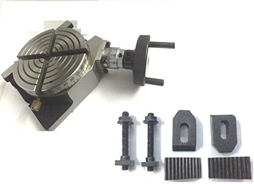 Tavola rotante da 100 mm con 4 slot per fresatrice + kit di morsetti M6.