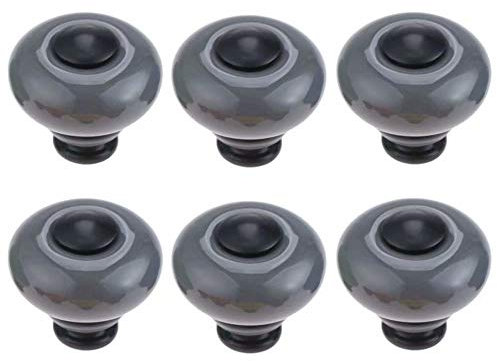 FBSHOP(TM) Grau Runden Möbelknopf Vintage, 6 Stücke Vintage-Stil Kabinett Knöpfe Kleiderschrank KeramikTür ziehen und Griff ziehen Möbelknopf Karikatur Möbelgriffe