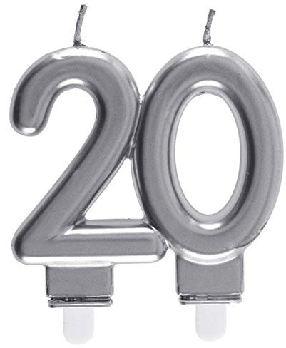 Santex 6931-20, Kerze des Alters, 20 Jahre, silberfarben
