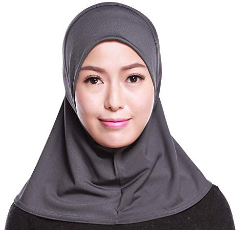 WOWOWO Damen Hijab muslimische Baumwolle Mini Hijab Kopftuch Vollfarbige Vollabdeckung Innenkappe Wickelschal Turban
