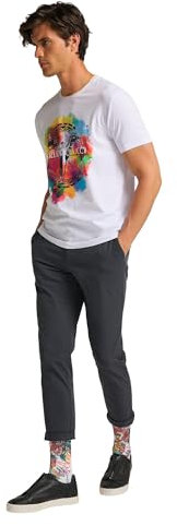 Carlo Colucci Bedruckte Socken im Graffiti-Style, 1er Pack Weiß 35-38