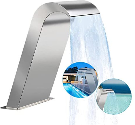 SIERINO Fontana a Cascata per Piscina in Acciaio Inossidabile - Fontana per Piscina in Argento per Esterni Decorazione da Giardino per Piscine Interrate Cascate Fontana, 04 Gancio ad Arco, 30 * 60 cm