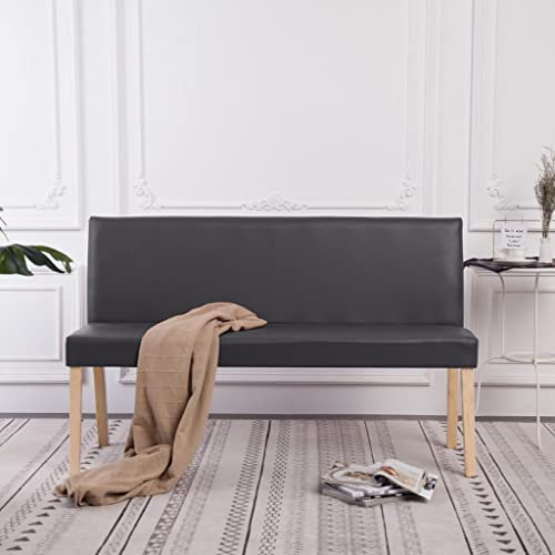 Makastle klassischen-Design Bank mit Rückenlehne, Sitzbank Esstisch Bank Esszimmersitzbank Sitzbank Küchensitzbank Polsterbank für Esszimmer Wohnzimmer Flur, 139,5 cm Grau Kunstleder
