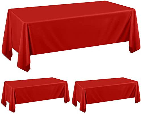 2er-Pack rote rechteckige Tischdecke, 153 x 260 cm Tischdecke für 6-Fuß-Tische, Tischdecke aus Polyestergewebe, Flecken- und knitterfest, waschbar, Tischdecke für Hochzeit, Bankett, Party