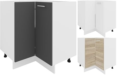 VCM Eckschrank | Höhenverstellbare Füße | Maße H. 82 x B. 76 x T. 76 cm | Küche Unterschrank | Kücheneckschrank - Esilo