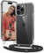 OLEPHY Handykette für iPhone 15 Pro Max Hülle mit Band - Necklace Handyhülle mit Schnur - Transparente Case zum Umhängen mit Verstellbarem und Demontage Umhängeband - Schwarz
