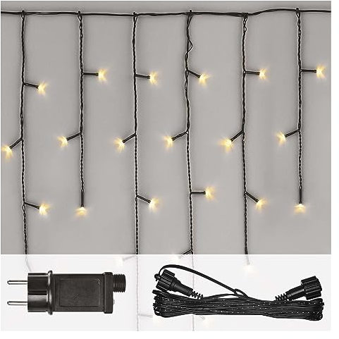 EMOS Connect System Basis Set Standard, 2,5m Eisregen Weihnachtslichterkette + 5m Verbindungskabel + Netzteil mit Timer, 100 LEDs, IP44 für Innen und Außen, Warmweiße Lichtfarbe, 6/18h Leuchtmodus