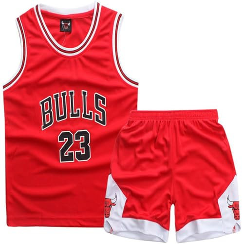 Basketball Trikot Kinder 2-Piece Basketball Kinder Trikot,Basketball Kinder Trikot Shirt and Shorts,Basketball Trikot,Trikot Basketball Kinder,Basketball Trikot Set für 8-10 Kinder(Rot)