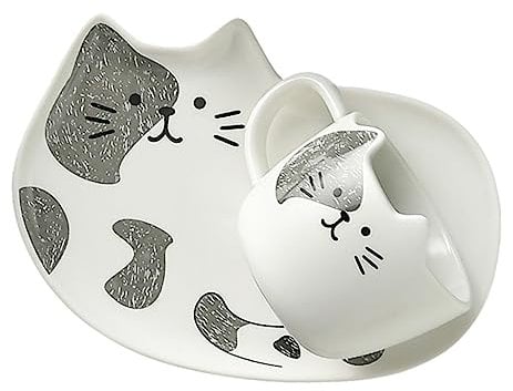 Zerodeko 1 Set Cat Cup and Saucer Set Ceramic Mug Water Cup Milk Mug Tea Mug Home Mug Restaurant Mug Quirky Mug Tea Cup Marble Coffee Cup Cups and Saucers Travel Saucer Cup Ceramics