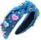 scicent Haarreif Blau Boho Haarband Damen Elastische Stirnband Strass Kristall Stirnbänder Breite Haarbänder Kopfband mit Geknotetes für Mädchen Alltag Makeup Yoga - 26217