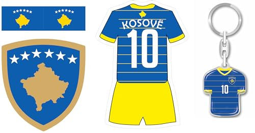 Kosovo Fan Set - Schlüsselanhänger Autoduft - Aufkleber Fussball EM