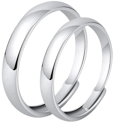 Trauring/Ehering/Partnerring - Silber 925/- Silber Ring - hochwertiger Silberring - Damen und Herren Variante, trendiger Ring zum Valentinstag Ein Paar, verstellbare Öffnung