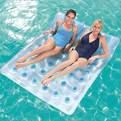 Schwimmendes Floß für Swimmingpools im Freien/kostenloser Badeanzug + Luftpumpe, riesiges aufblasbares Luftbett für Erwachsene und Kinder, Loungesessel, schwimmendes Surfen (Badeanzuggröße optional)