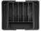 Porta cubiertos, organizador de cubiertos, tirador extensible para cajones de plástico, con 8 compartimentos, adecuado para cucharas, tenedores, cuchillos (33,5-56,5 x 6 x 37,5 cm) (negro)