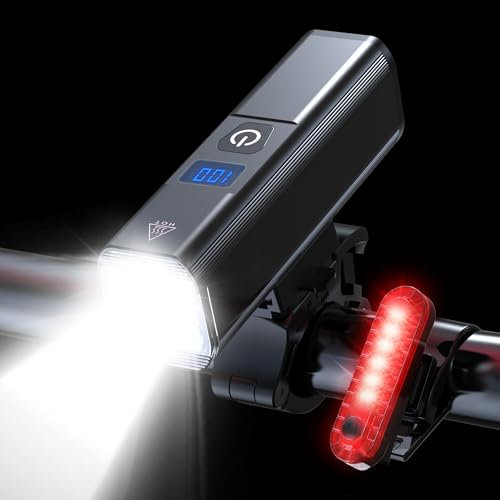 Rechargeable Bike Lights Front and Back - High Lumens Super Bright Bicycle Headlight & Tail Light Set for Night Riding, Mountain/Road Bike Safety Lights, Waterproof