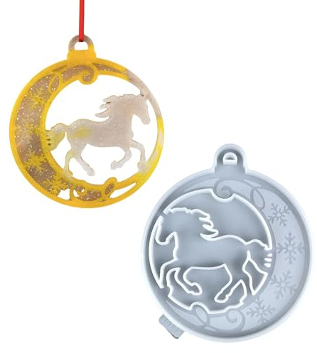 Weihnachtsbaumbehang, Ornament, Epoxidharz, Silikon, Pferd, rund, Anhängerform, handgefertigt, Schmuckherstellungswerkzeug