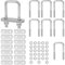 EFUTURETIME 8 x Bullone a U M6 Inox 25 * 62mm Bulloni a U Quadrato, Cavallotti Acciaio Inox con 32 Dado e 16 Lamiera