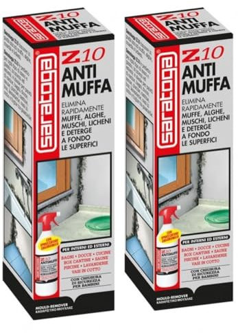 Saratoga mufficida antimuffa spray Z10 contro muffe alghe muschi licheni 1000ml Pezzi 2 x 1 lt
