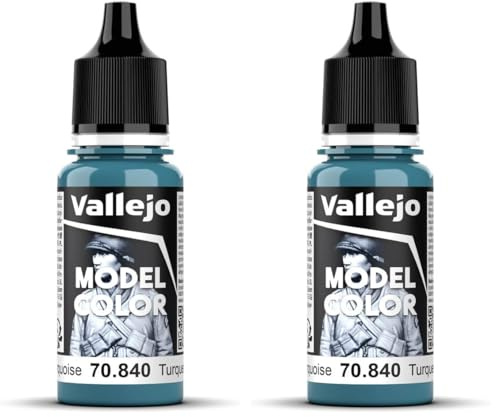 Vallejo Model Color Acrylic Paint, Light Turquoise, 18 ml, Self-Leveling, BSL System for Modeling and Miniatures (Pack of 2)
