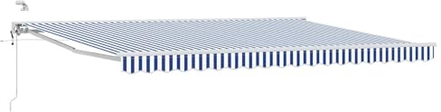 vidaXL Elektrische ausziehbare Markise Blau und Weiß 4,5 x 3,5 m, Garten Schattenlösungen, modernes Freiluftzelt, ausziehbares Markisen, elektrische Sonnenschutz, Verstellbarer Schirm