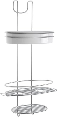 Metaltex 403712322 Orbit Duschregal mit 1 Kleinteile Ablage, 3 Etagen, Metall, Chrom/weiß, 13 x 29 x 58 cm