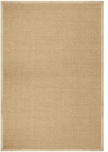 casa pura Amazonas Natur 80 x 150 cm Sisal Teppich – Naturfaser Teppich mit Baumwollbordüre, Wohnteppich, Sisalteppich