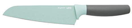 BergHOFF Leo-Coltello Santoku Antiaderente Rivestito in Ceramica con Manico Morbido, 17 cm, Acciaio Inossidabile, Verde, 6.5 x 31.5 x 2 cm