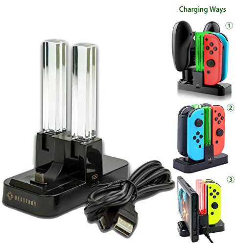 Beastron 5 in 1 Switch Controller Charger, Joy-Con Charging Docking Station Compatible with Nintendo Switch, with Type C Charging Cable
