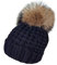 MERRYLAND Mütze Schwarz Echtfellbommel Pudelmütze ECHTFELL Bommelmütze Black Hat Real Fur Beanie Handmade Fellbommel Echt Fell Strickmütze Fellmütze Bommel Pelzbommel Pelz