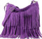 modamoda de T125 Damen Leder Wildleder Schultertasche Umhängetasche handmade in Italy, Farbe:Violett
