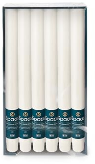 Spaas 12x Rustic Unscented Rustic Dinner Candles, 21/250mm, ± 8 Hours, White