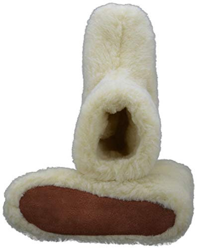 Moro-Design Hausschuhe Hüttenschuhe Lammfell Schafwolle Schaffell Wildleder Weiß Gr.36-47 (46)