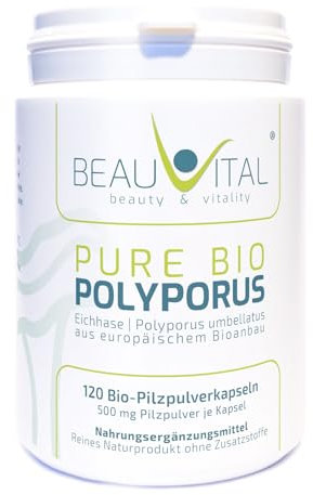 Pure Bio Polyporus Kapseln 120 je 500mg Polyporus umbellatus Pulver (Eichhase) aus EU-Bio-Landwirtschaft, vegan, ohne künstliche Zusatzstoffe