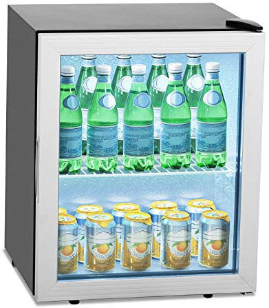 Royal Catering Vetrina Frigo per Bibite Mini Frigo Bevande RCGK-54A (54 L, 0-10 °C, 64 W, R600a, Acciaio Inox, LED)