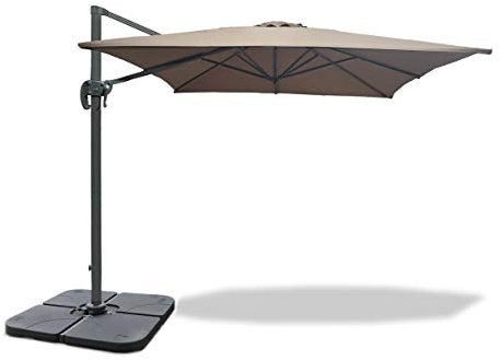 Jati Umbra Square 3m Tilting Cantilever Parasol with Cover (Taupe) - 360∞ Rotation