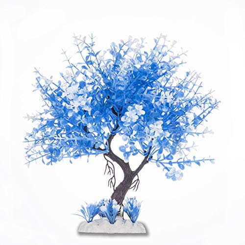 Bluky Aquarium Artificial Plastic Plant Decor Blue tree Green tree for Fish Tank (Ocean Blue)