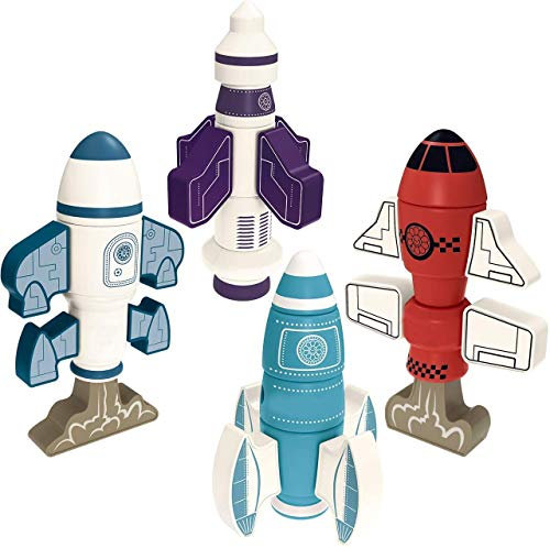 Gifts2U Magnetisches Raketenspielzeug, 33-teilig, Magnetblöcke, Raketen-Set mit Aufbewahrungsbox, stapelbares Spielzeug, Lernspielset für Jungen und Mädchen von 3–8 Jahren